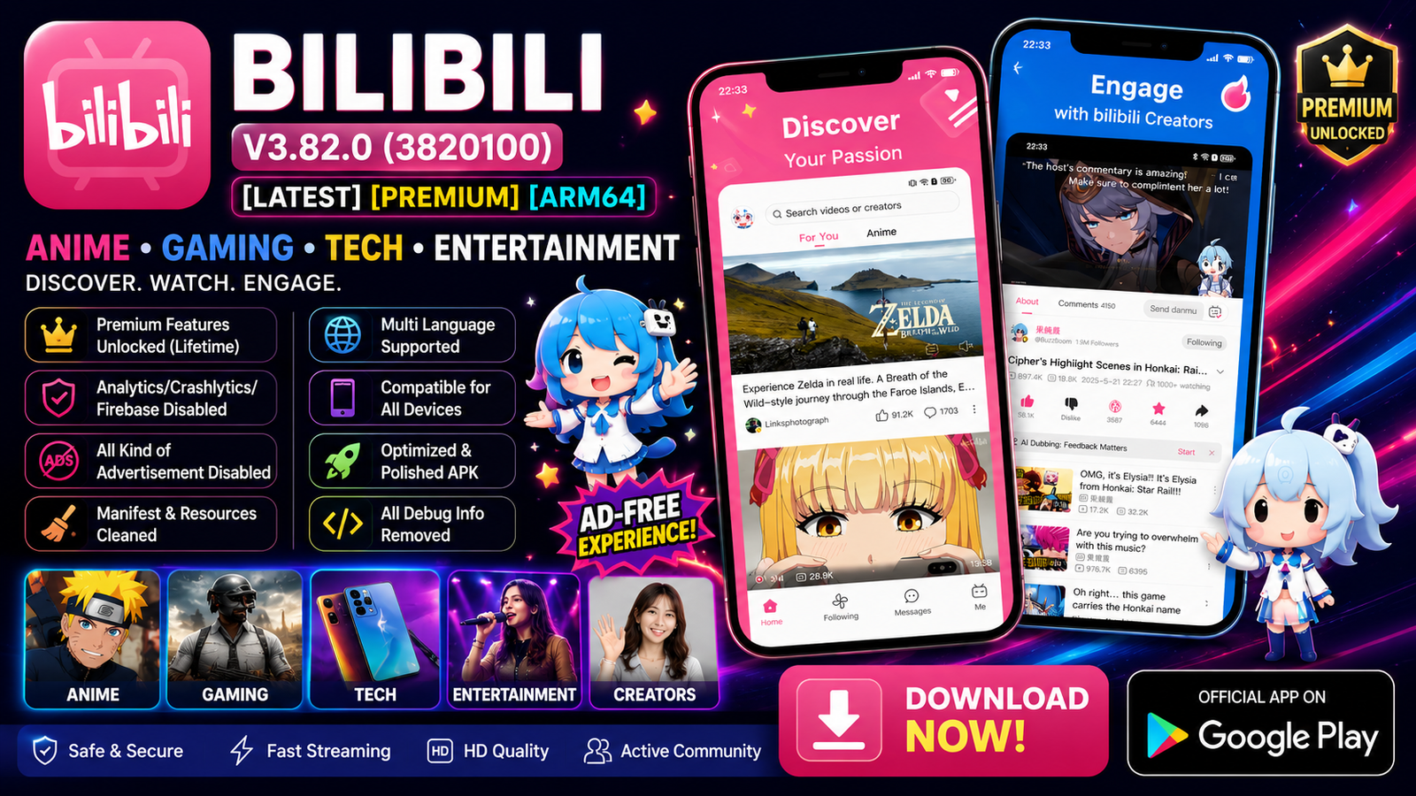 BiliBili v3.82.0 Premium APK Android app